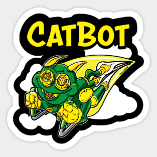 Cat Bot rocketing through the sky Sticker